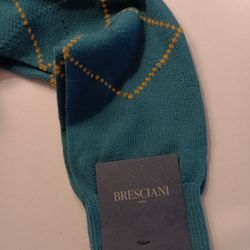 BRESCIANI 1970 TEAL ARGYLE  MEN'S DRESS SOCKS