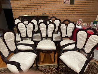 Set of 8 Dark Wood Dining Chairs