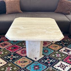 Travertine end table