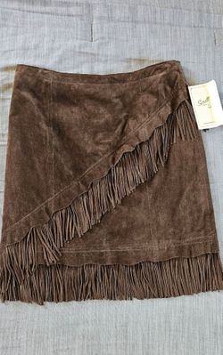 Scully Brown Western Fringed Suede Skirt Size S