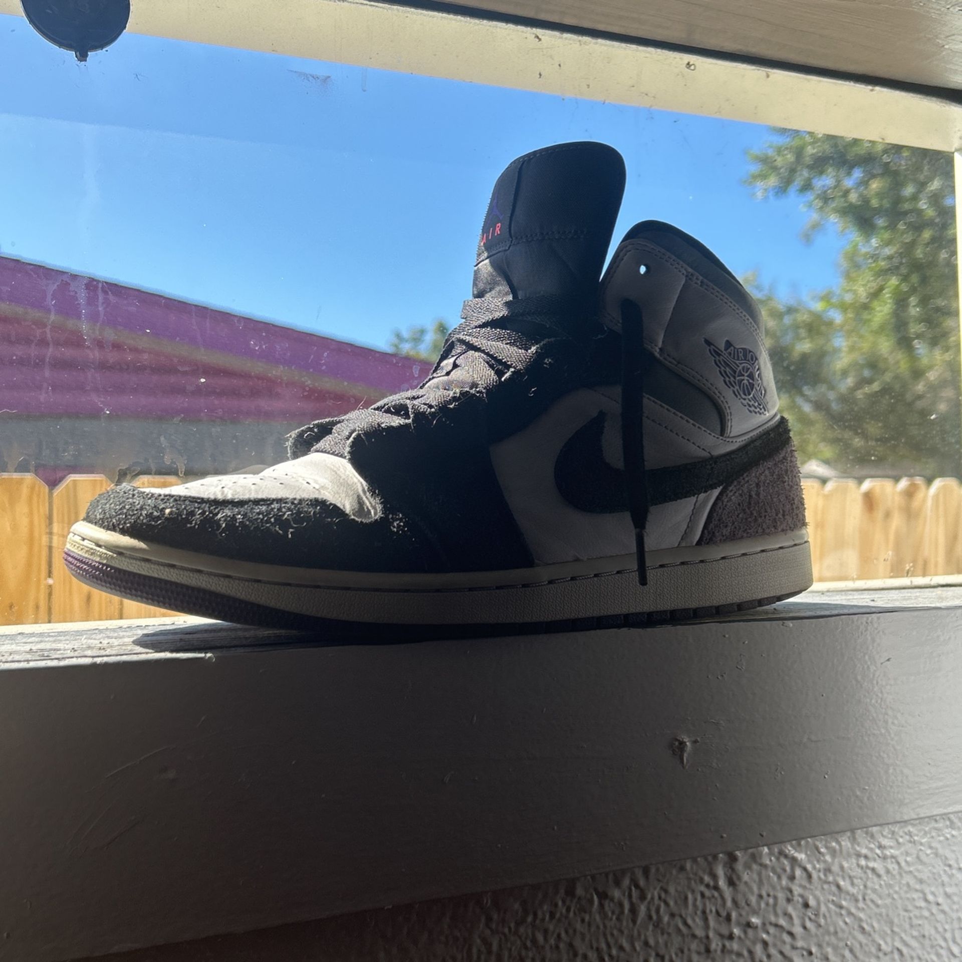 Size 11 Jordan Mid SE Black/Varsity Purple/White