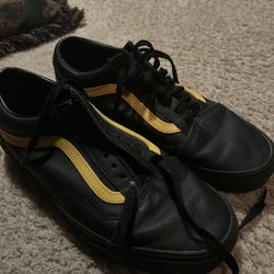 black and yellow leather vans