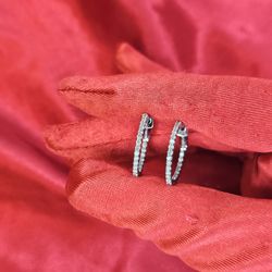 10k White Gold Diamond Hoop Earrings 1/2 ctw