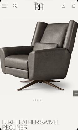 RH RESTORATION HARDWARE LUKE LEATHER SWIVEL RECLINER: Retail $9585
