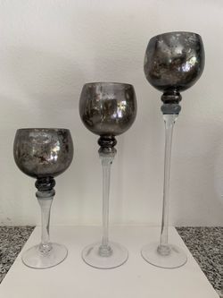 3 Tall Glass Candle Holders