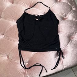 Black Cropped Halter Top Size Small