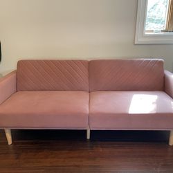 Futon Sofa Bed, Convertible Sleeper Sofa with Tapered Wood Legs, 77.5" W