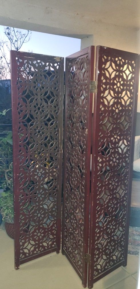 Carved Wood Room Divider