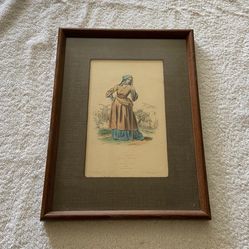 Vintage French Bo Peep Framed Art