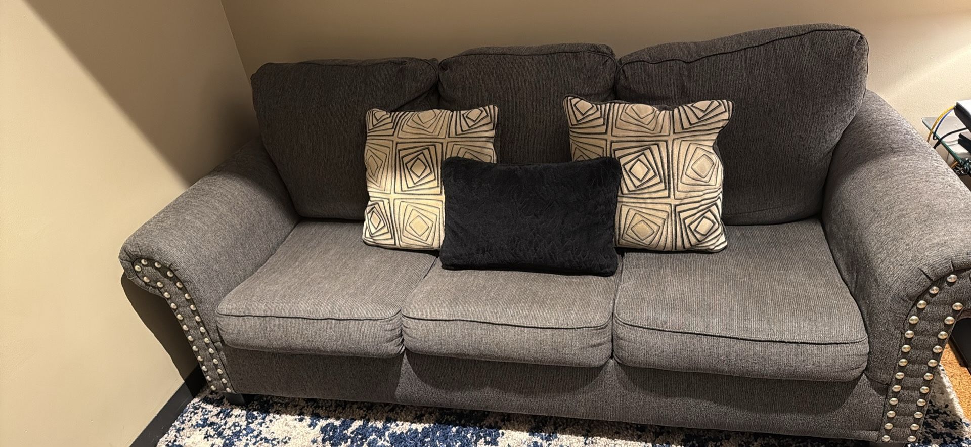 Grey Sofa With Pillows