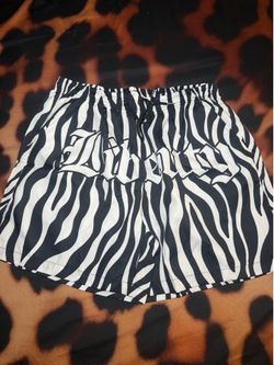Women's Black & White Zebra Print Drawstring Elastic Waist Shorts One Size