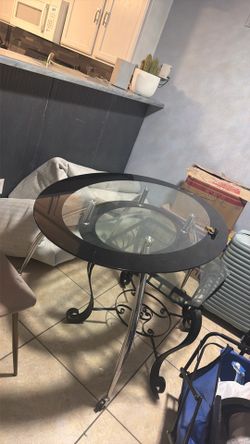 Glass desk on wheels