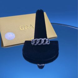 #- 145 Moissanite Cuban Band - Bold Statement Ring size 12