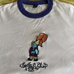 Brain Dead Embroidered Joseph Carey Merrick Beige Purple Men's T-Shirt L