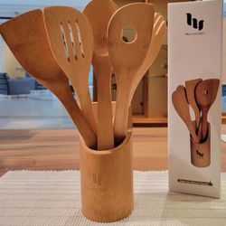 Wooden Bamboo Cooking Set Of 6 