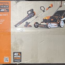 WORX NITRO 40V 40% CORDLESS 3IN1 COMBO MORE POWER KIT $299.99