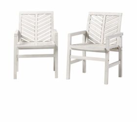 Set of 2, Walker Edison Modern Slatted Outdoor Patio Chair, Set of 2, White Wash