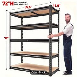 2000LBS Garage Shelving 72''H Storage Shelves Heavy Duty Shelving 5 Tier Metal Shelves For Garage Shelves 35.5"W X72"H X 15.8"D, Adjustable Shelving U