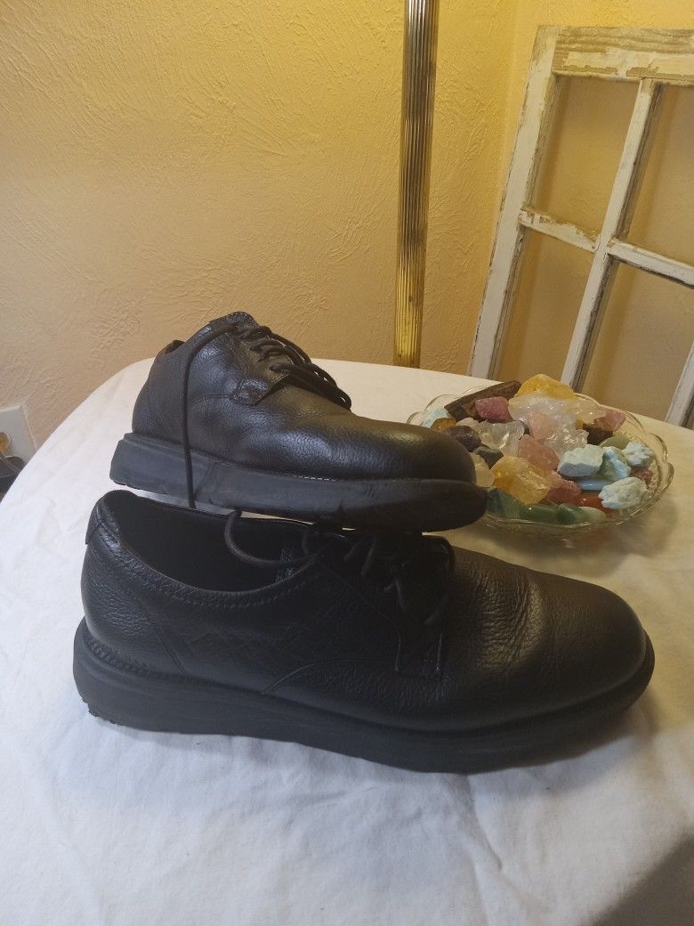 COLE HAAN CHESTER OXFORD SHOES FOR CREWS BLACK LEATHER SZ12 NON SLIP SOLE C35614