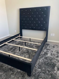 Black queen size bed frame