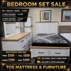 Two-Tone Platform Bed Frame With Storage 🚚WE DELIVER🚚