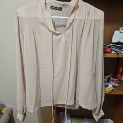 Martina California Beige L/S Blouse Md 1970s