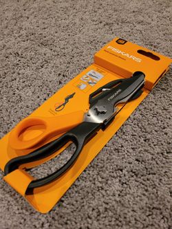 New Fiskars Multi Purpose Garden Household Scissors Knife Wire Cutter Shears With Sharpener Bottle Opener