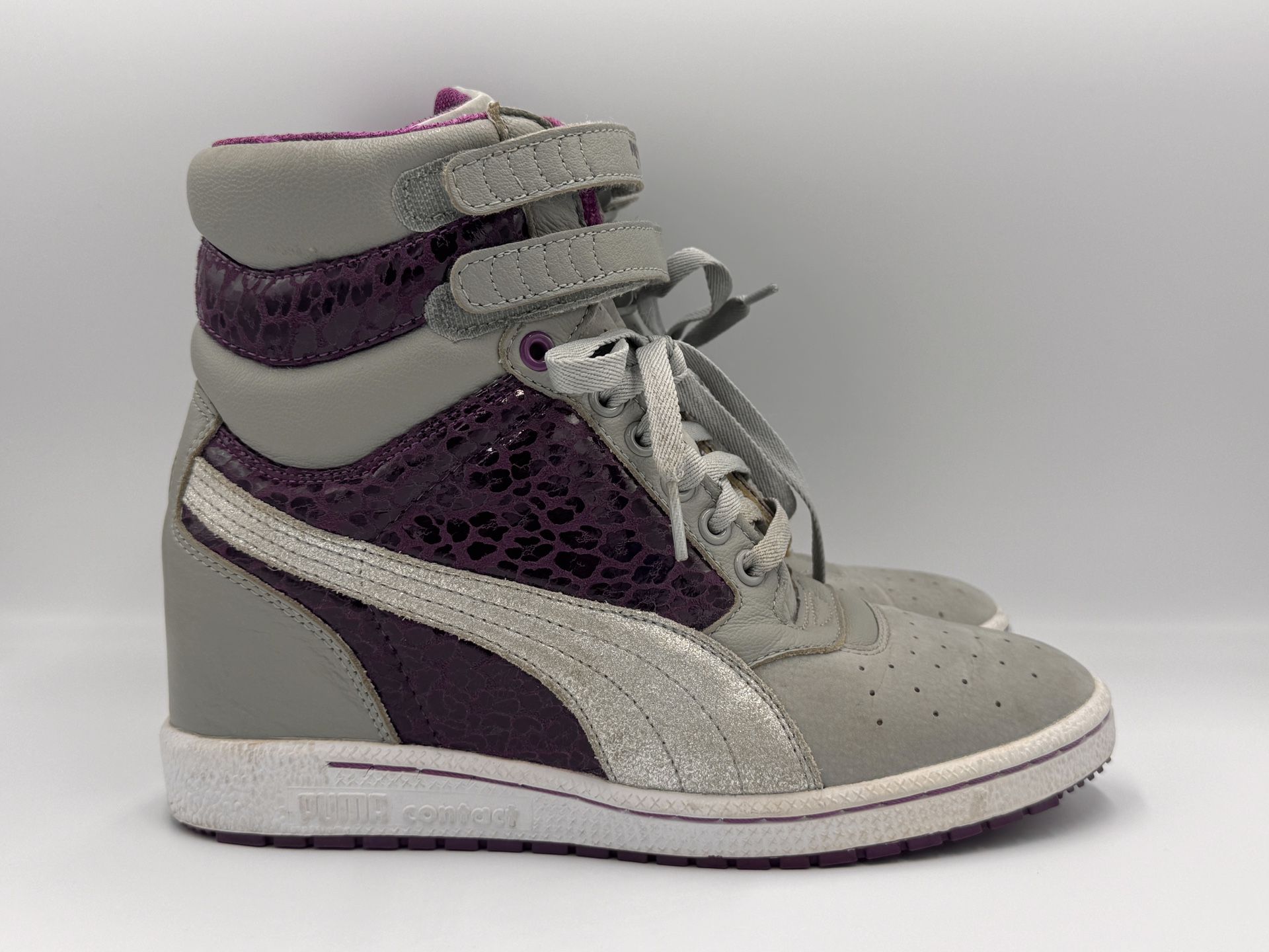 PUMA Contact Sky HI Womens High Top Sz 9 Sneakers 356342 02 Purple Cheetah Gray