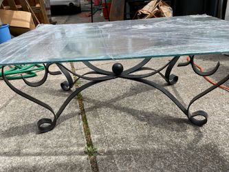 3 table set. glass top, metal base
