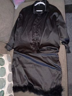 Black 2 Piece Skirt and shirt Outfit