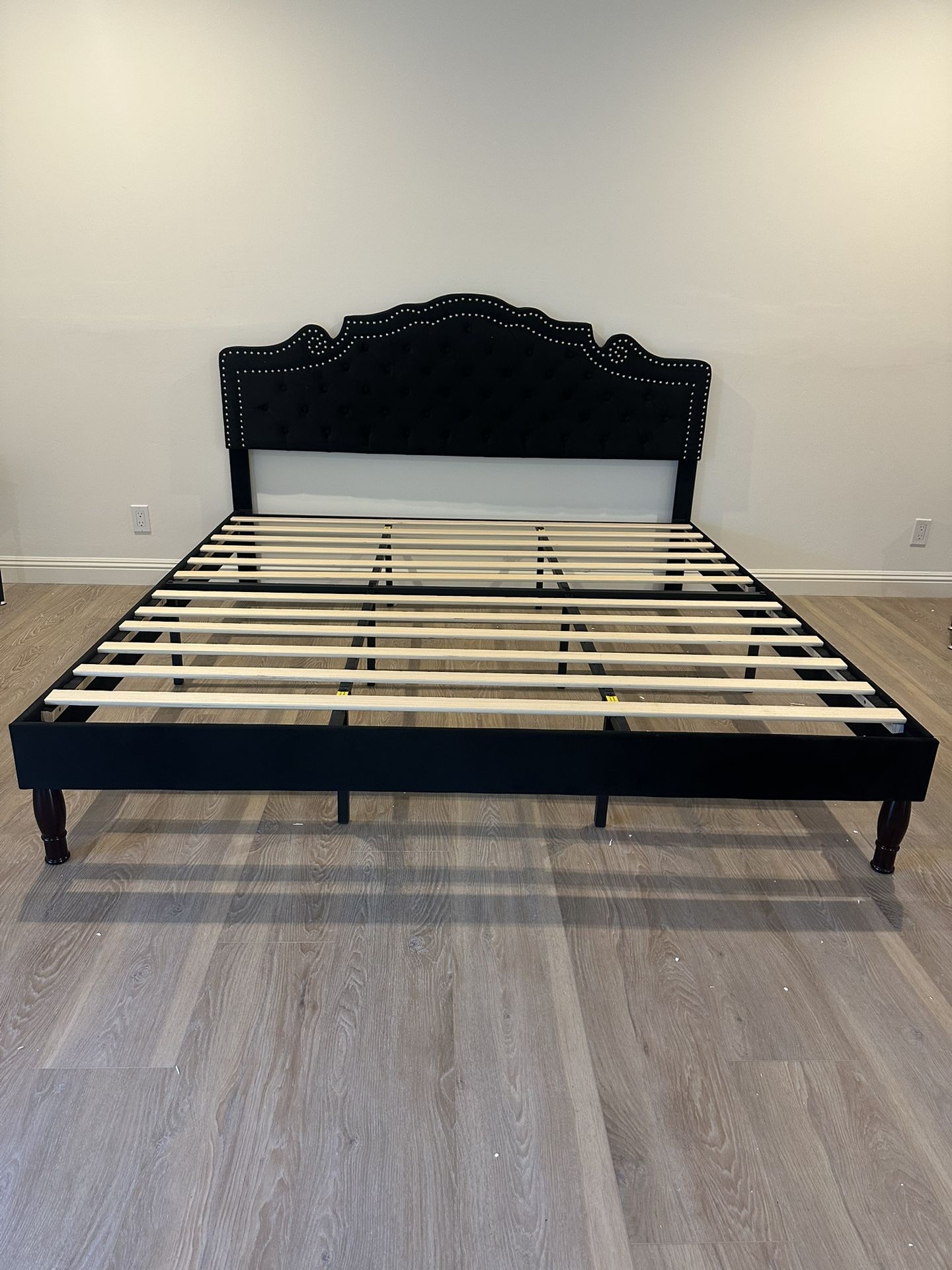 Black Upholstered King Size Bed