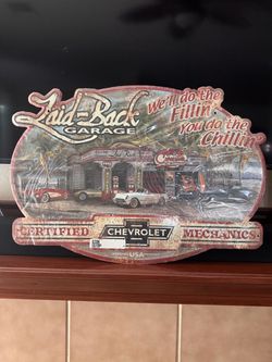 2003 Chevrolet Laid-Back Garage GM Licensed Metal Sign Made USA Vintage