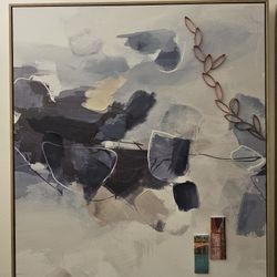 Canvas, New, Blue/grey/white, Has Some 3-D Features, Dimensions: 37" tall, 32.5" wide