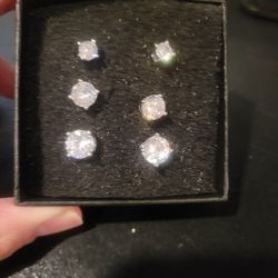 Earrings Cubic Zirconia 3 Pairs 
