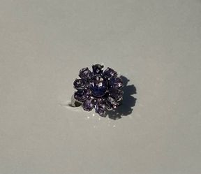 PLATINUM OVER STERLING SILVER GENUINE ROSE DE FRANCE AMETHYST RING SIZE 7.5 (6) PLUS CARATS