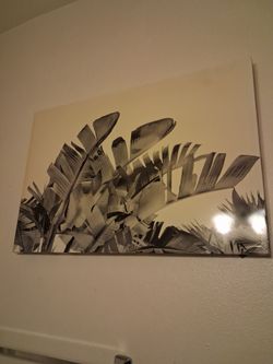 Monochrome, banana Palm leaf painting.