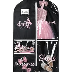  Dance Garment Bag for Hanging Clothes with Zipper Pockets Dance Accessories Essentials Uniform Costume 40 Inch Dress Bags for Dance Competition G