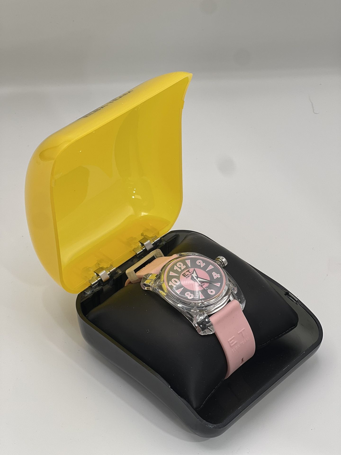 Locman Elba Team Quartz Clear Watch Pink Silicone Band Date Italy