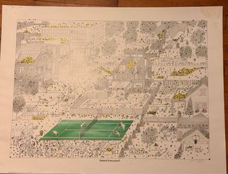 “Tennis Everyone” signed Lithograph by Bruce Johnson