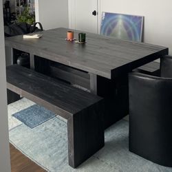 West Elm Emmerson Table + Dining Benches in Ink