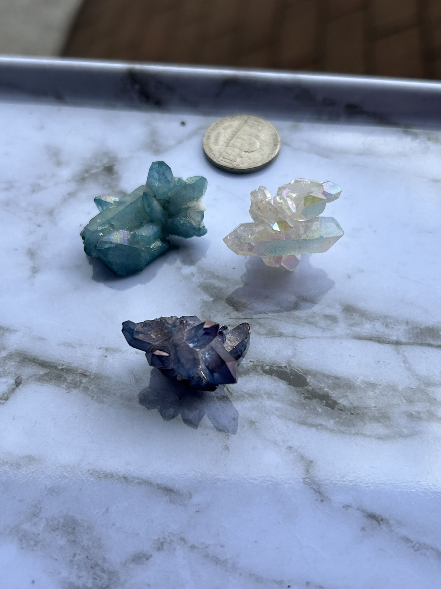 Angel Aura Quartz, Tanzine Aura Quartz, & Aqua Aura Quartz Clusters