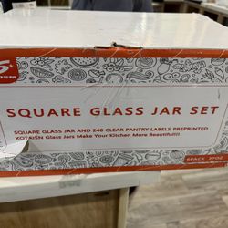 6 Pcs Square Glass Pantry Storage Containers 37oz
