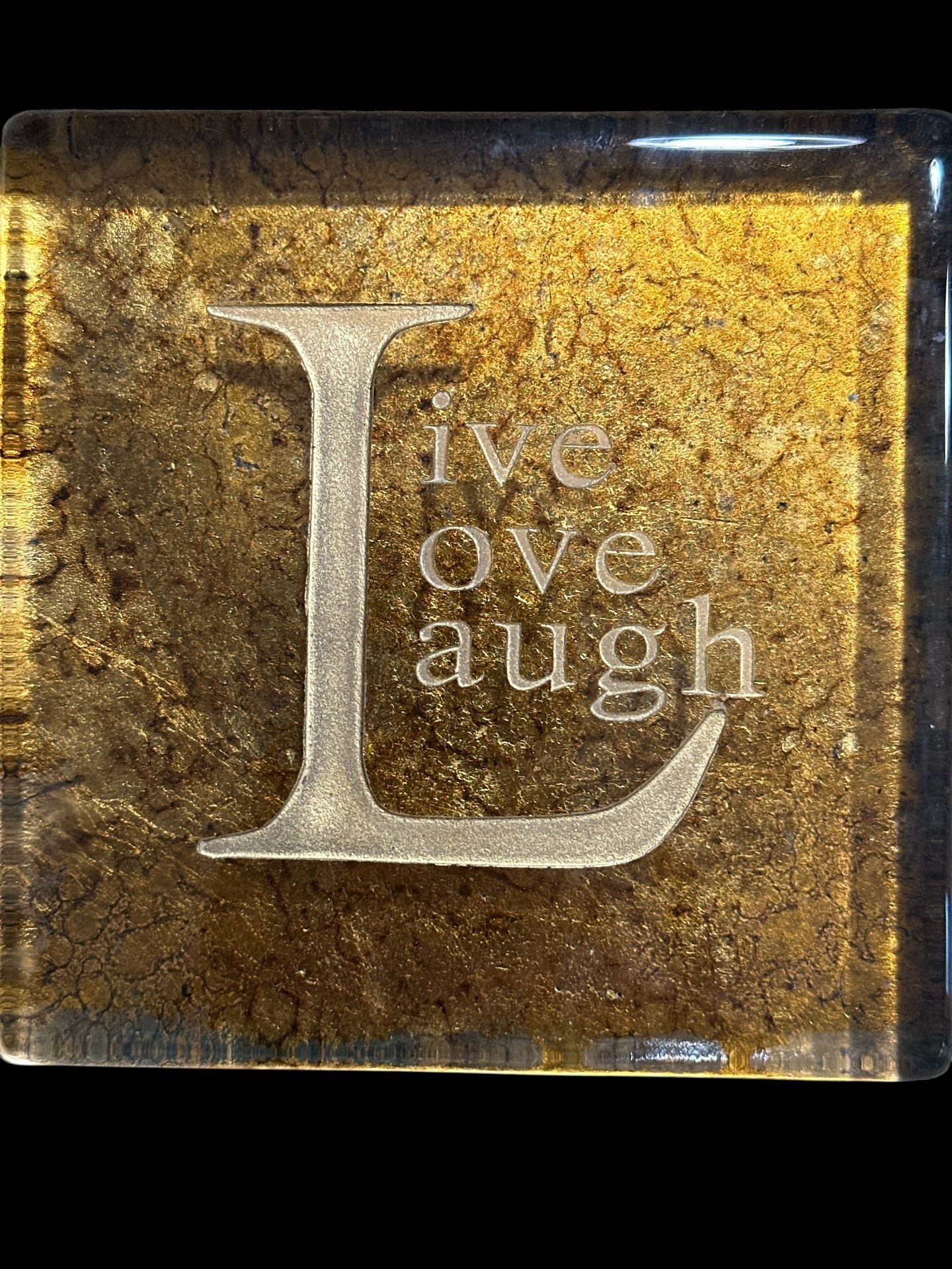 Vintage Art Glass 1985 Foil Paperweight With Positive Message