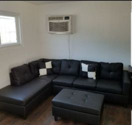 sofa modern black 3 pc