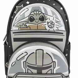 Disney Parks 2024 Mandalorian Grogu Loungefly Mini Backpack Star Wars Baby Yoda