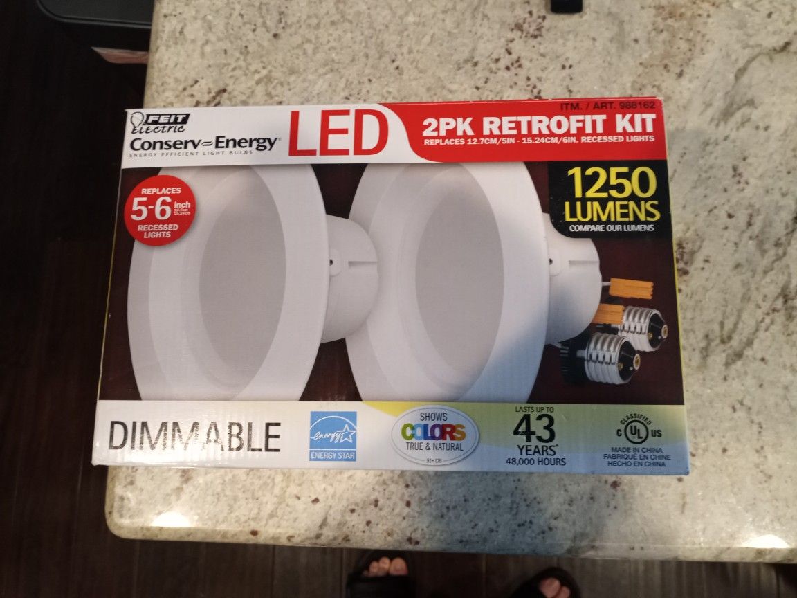 Feit Electric, LED 2 Pack Retrofit Kit, Replaces 5-6 inch, Soft white 2700K, 1250 Lumens