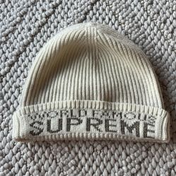 SS22 Supreme Logo World Famous Beanie/Hat Accessory ‘Natural’