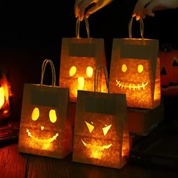 Halloween decoration atmosphere props paper bag begging candy bag small gift gift luminous tote bag