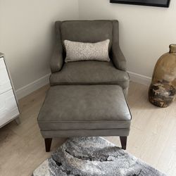 Leather Chair & Ottoman 