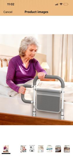 Bed Rails for Elderly Adults Safety, with Double Non-Slip Handle & Storage Pouch, Fits Most Bed Sizes, Bed Assist Rails for Seniors and Post-Surgery,R